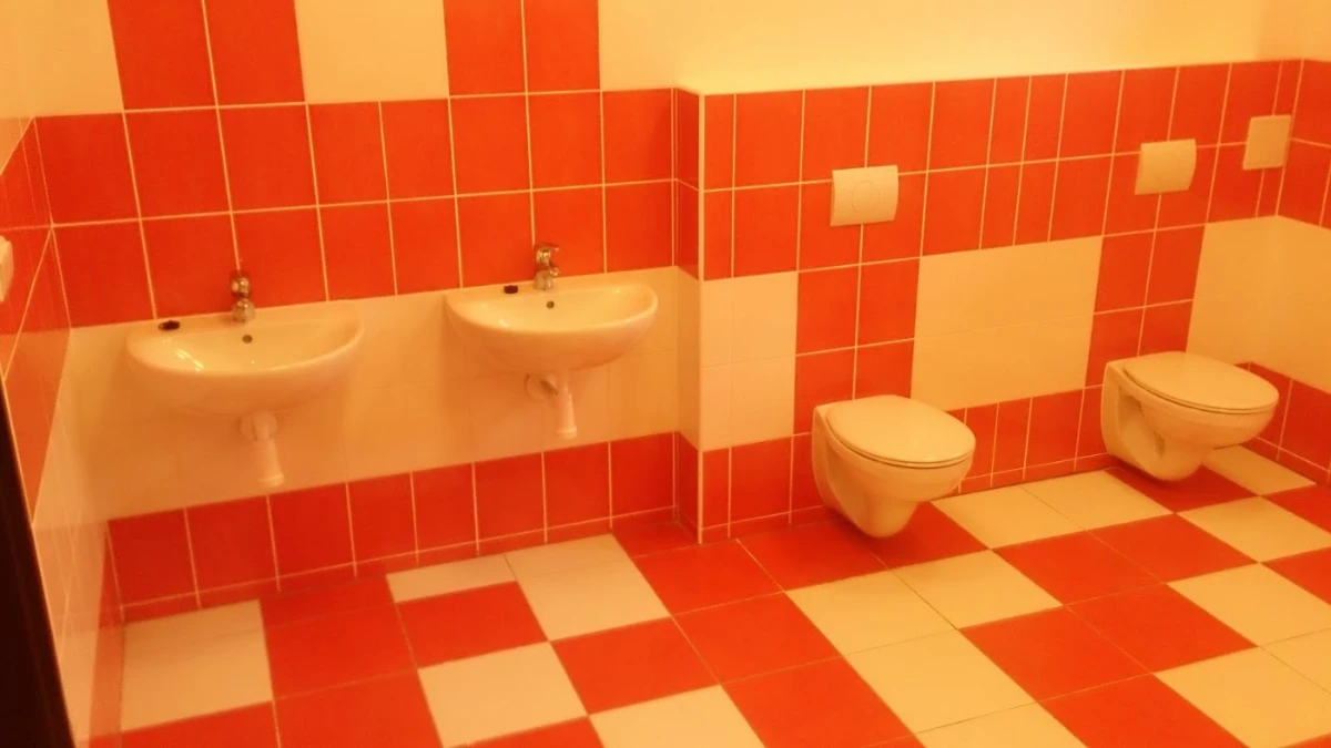 Rekonstrukce koupelny obklady cervena